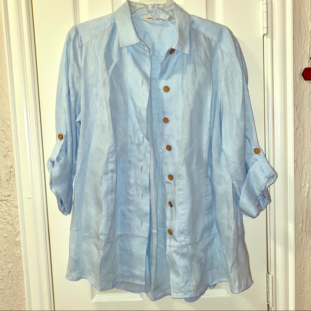 Soft Surroundings Blue Sz PMed Island Breeze Top